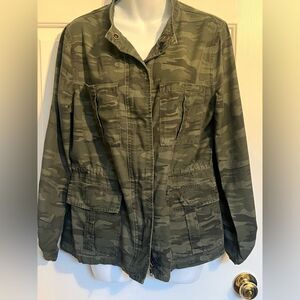 Sanctuary Camouflage Utility Field Jacket Green Tailored Silhouette Sz L